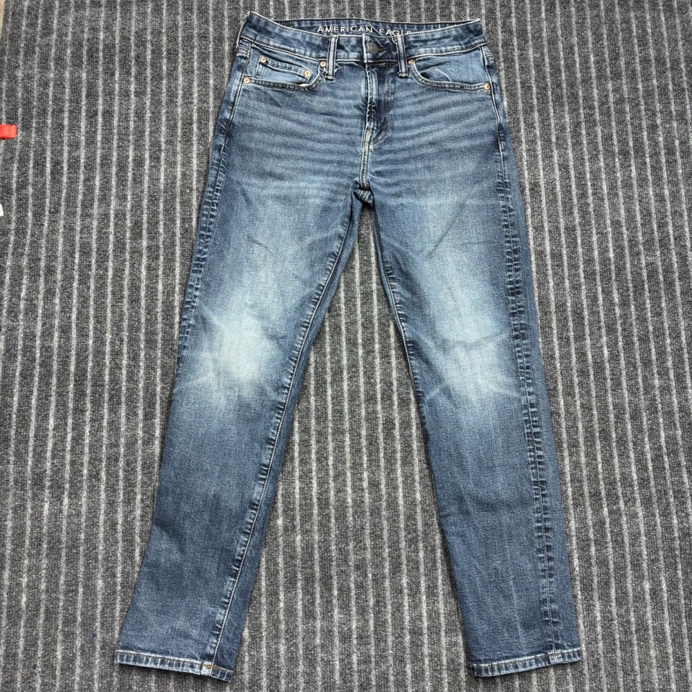American Eagle Mens Athletic Fit Jeans 29x30 Blue AirFlex+ Tapered Medium Wash